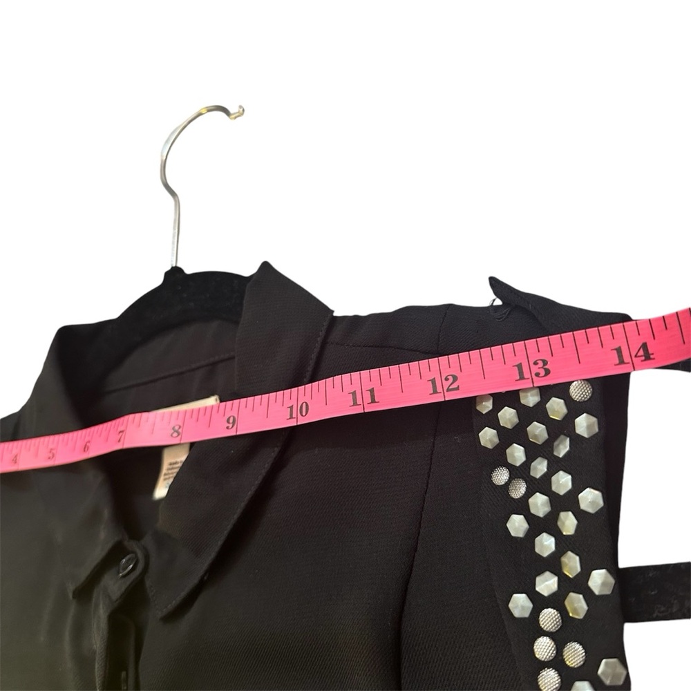 UO Silence + Fade Black Button Down See Through Tank Studded shoulders in Small - Picture 9 of 9